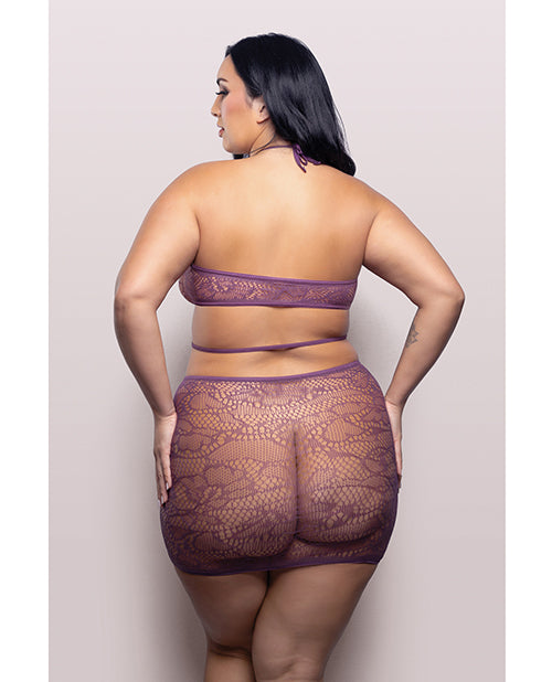 Vixen Focus On Me Halter Dress w/Key Ring Details - Purple