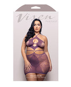 Vixen Focus On Me Halter Dress w/Key Ring Details - Purple