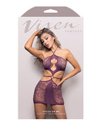 Vixen Focus On Me Halter Dress w/Key Ring Details - Purple