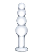 Glas 7.25" Glass Beaded Butt Plug - Clear