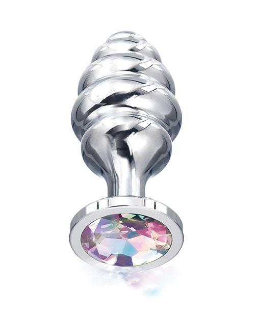Nixie Honey Dipper Ribbed Metal Rainbow Jeweled Butt Plug