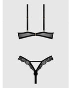 Nadia Lace & Mesh Cutout Teddy - Black