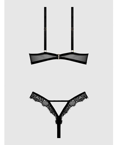 Nadia Lace & Mesh Cutout Teddy - Black