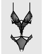 Nadia Lace & Mesh Cutout Teddy - Black