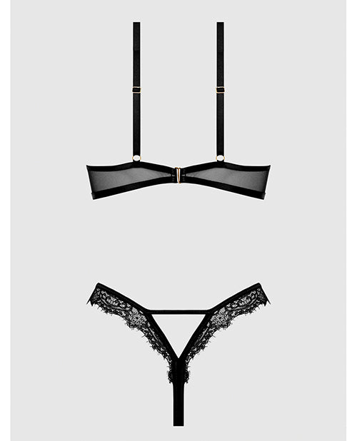Nadia Lace & Mesh Cutout Teddy - Black
