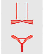 Nadia Lace & Mesh Cutout Teddy - Grenadine Dark Orange
