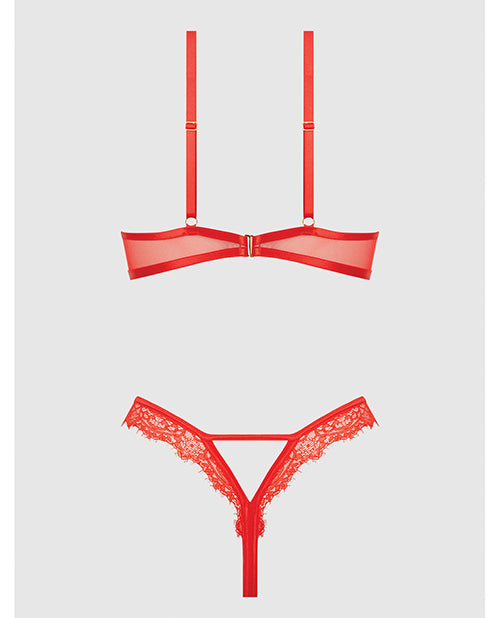 Nadia Lace & Mesh Cutout Teddy - Grenadine Dark Orange
