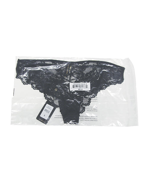 Bella Lace Up Tanga Panty w/Jewel Detail - Black