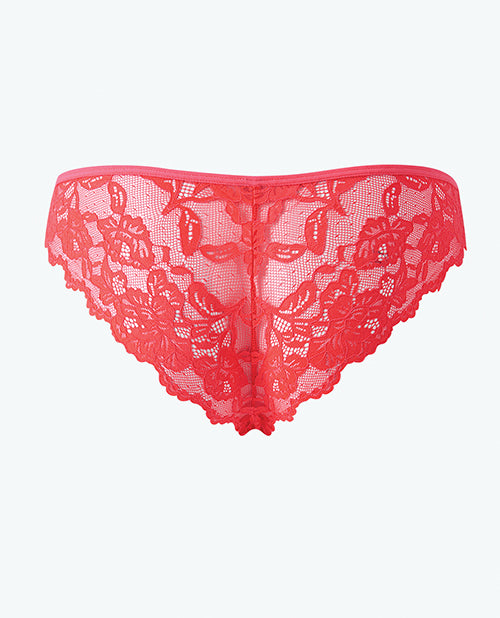 Bella Lace Up Tanga Panty w/Jewel Detail - Coral