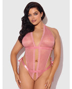 Kiki Lace & Satin Drop Off Teddy - Rose