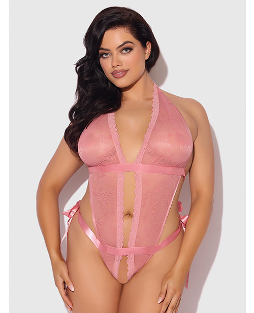 Kiki Lace & Satin Drop Off Teddy - Rose