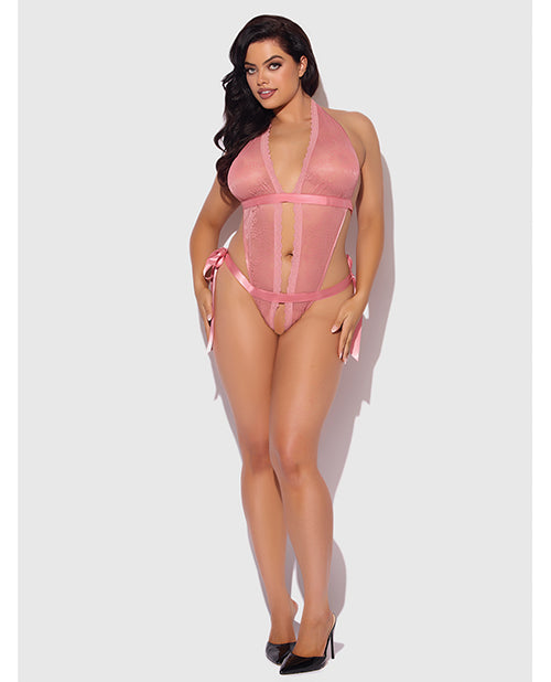 Kiki Lace & Satin Drop Off Teddy - Rose