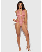 Kiki Lace & Satin Drop Off Teddy - Rose