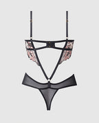 Nova Lace Teddy w/Garters - Black