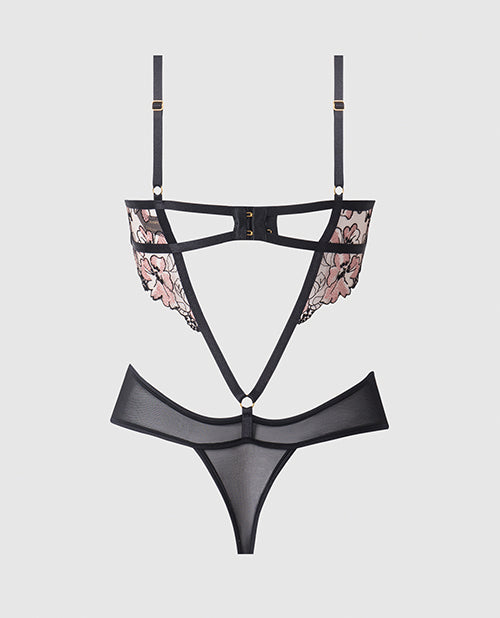 Nova Lace Teddy w/Garters - Black