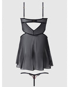 Nova Lace & Mesh Babydoll w/G - String 2 pc Set - Black