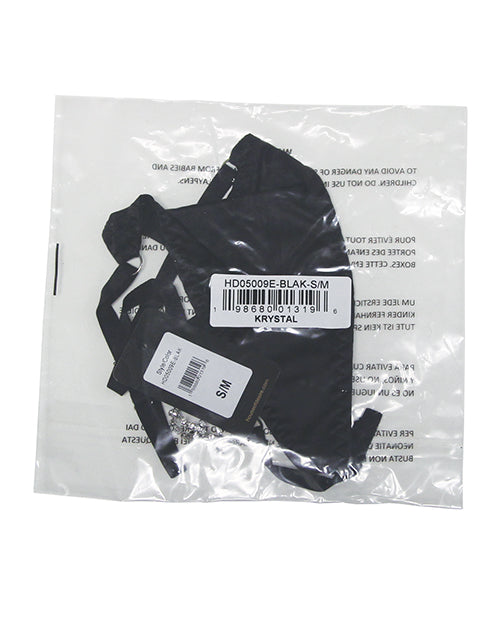 Krystal Rhinestone Net Back G - String - Black