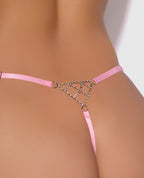 Krystal Rhinestone Net Back G - String - Pink