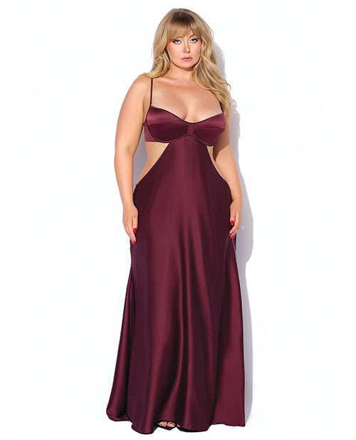 Brigeta Satin Cut Out Long Dress - Burgundy