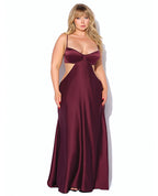 Brigeta Satin Cut Out Long Dress - Burgundy