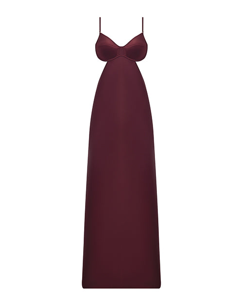 Brigeta Satin Cut Out Long Dress - Burgundy