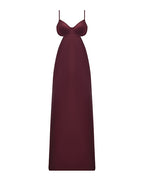 Brigeta Satin Cut Out Long Dress - Burgundy