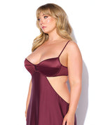 Brigeta Satin Cut Out Long Dress - Burgundy
