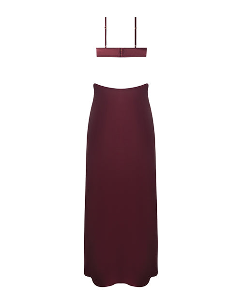 Brigeta Satin Cut Out Long Dress - Burgundy