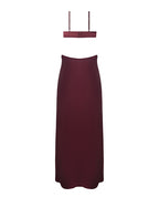Brigeta Satin Cut Out Long Dress - Burgundy