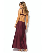 Brigeta Satin Cut Out Long Dress - Burgundy