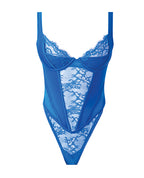 Madeline Lace & Mesh High Waist Teddy - Cobalt Blue