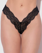Lana Sheer Lace V - Thong - Black