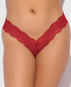 Lana Sheer Lace V - Thong - Red
