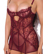 Liliana Lace & Mesh Chemise 2 pc Set - Burgundy