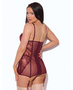 Liliana Lace & Mesh Chemise 2 pc Set - Burgundy