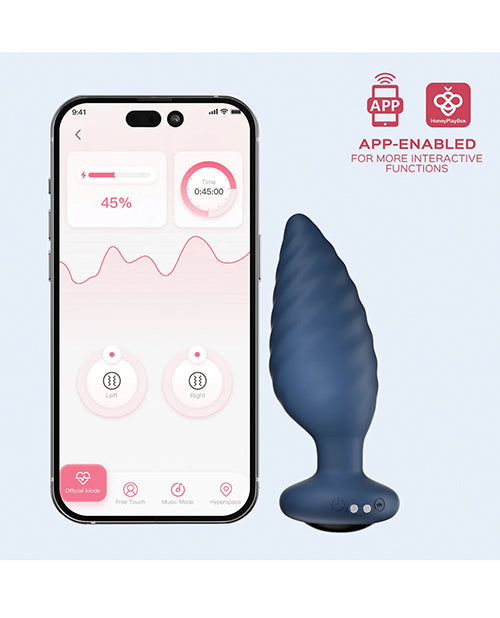 Noah App - Controlled Rotating Butt Plug - Navy Blue