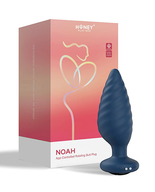 Noah App - Controlled Rotating Butt Plug - Navy Blue
