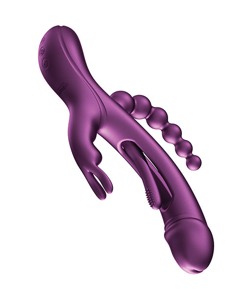 Trilux Kinky Finger Rabbit Vibrator w/Anal Beads - Purple