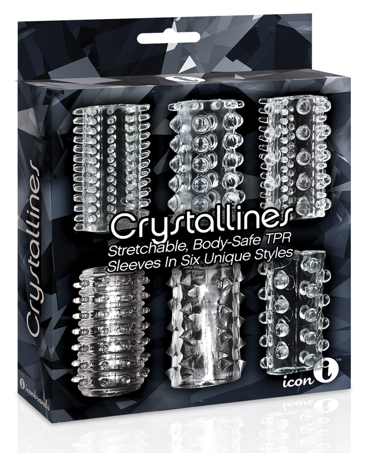 The 9' Crystalline TPR Cock Sleeve 6 Pack - Clear