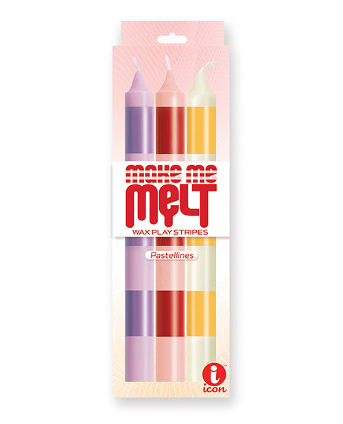 The 9' Make Me Melt Sensual Warm Drip Candles - Pastellines Stripes Pack of 3