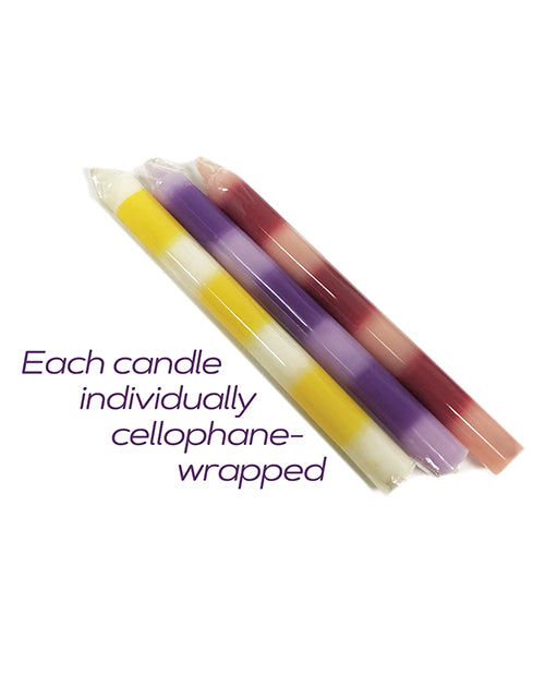 The 9' Make Me Melt Sensual Warm Drip Candles - Pastellines Stripes Pack of 3