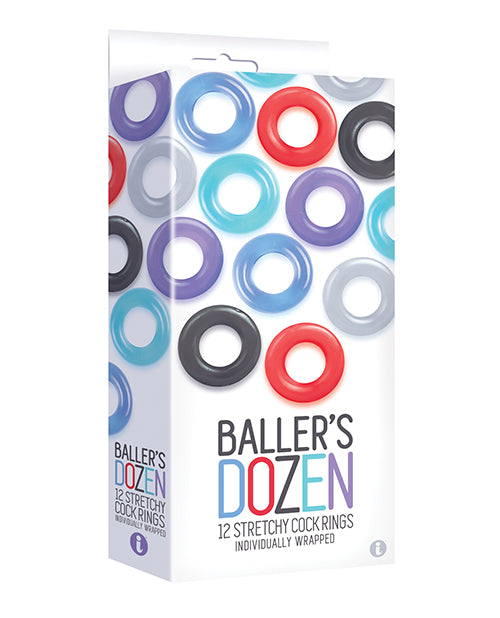 The 9' Baller' Dozen Original 12 pc Cockring Set - Asst. Colors