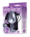 $$The 9' The Silver Starter Bejeweled Round Stainless Steel Plug - Violet