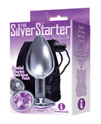 $$The 9' The Silver Starter Bejeweled Round Stainless Steel Plug - Violet