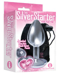 The 9' The Silver Starter Bejeweled Heart Stainless Steel Plug - Pink