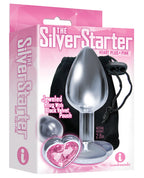 The 9' The Silver Starter Bejeweled Heart Stainless Steel Plug - Pink