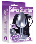 The 9' The Silver Starter Bejeweled Heart Stainless Steel Plug - Violet