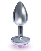 The 9' The Silver Starter Bejeweled Heart Stainless Steel Plug - Violet