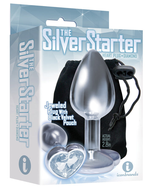 The 9' The Silver Starter Bejeweled Heart Stainless Steel Plug - Diamond
