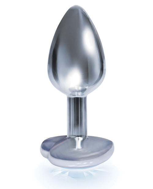 The 9' The Silver Starter Bejeweled Heart Stainless Steel Plug - Diamond